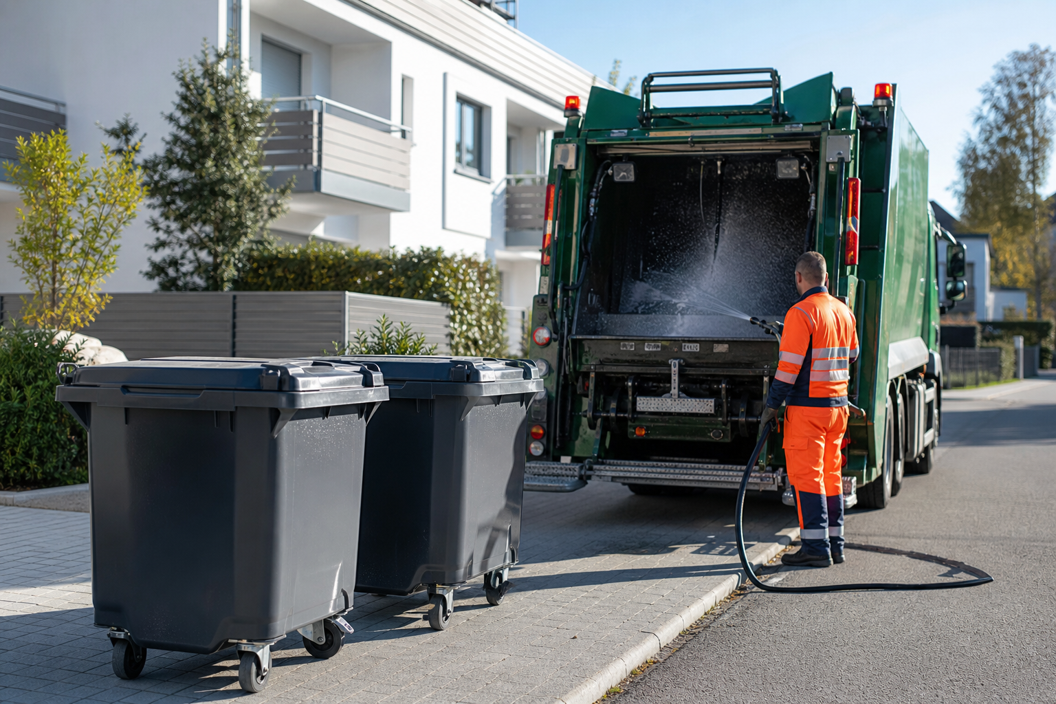 660- und 1.100-Liter-Großbehälter zur gebündelten Reinigung an mehreren Wohnobjekten