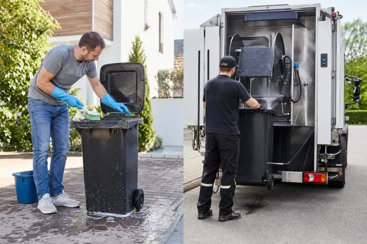 Mülltonne reinigen: Selbstreinigung mit Bürste oder professionelle Behälterreinigung